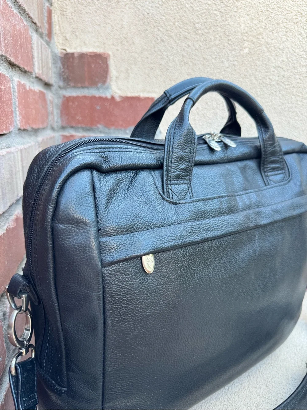 McKlein Bridgeport Black Leather Large 17” Laptop Briefcase